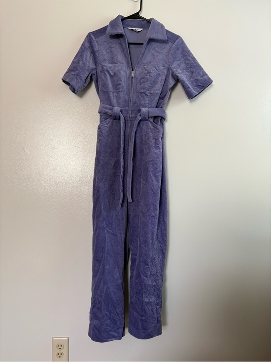 & Other Stories Pants - & Other Stories Lilac Corduroy Jumpsuit Front Zip  Matching Fabric Belt Size 4